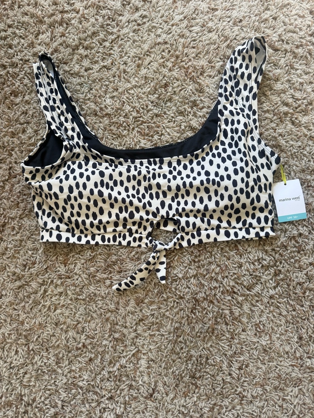MARINA Black & White Dalmatian-Print Tie-Front Crop Top